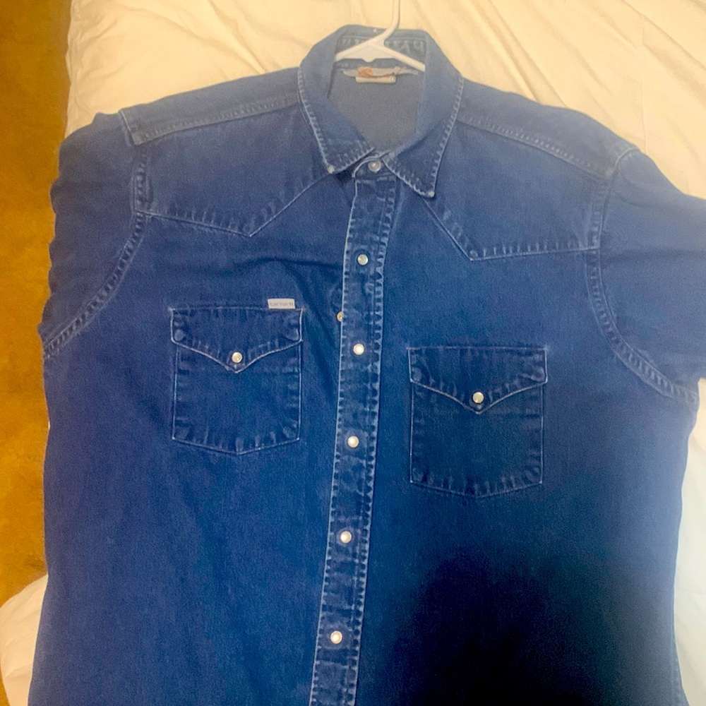 Carhart Jean snap button shirt SIZE 17 1/2 by 36